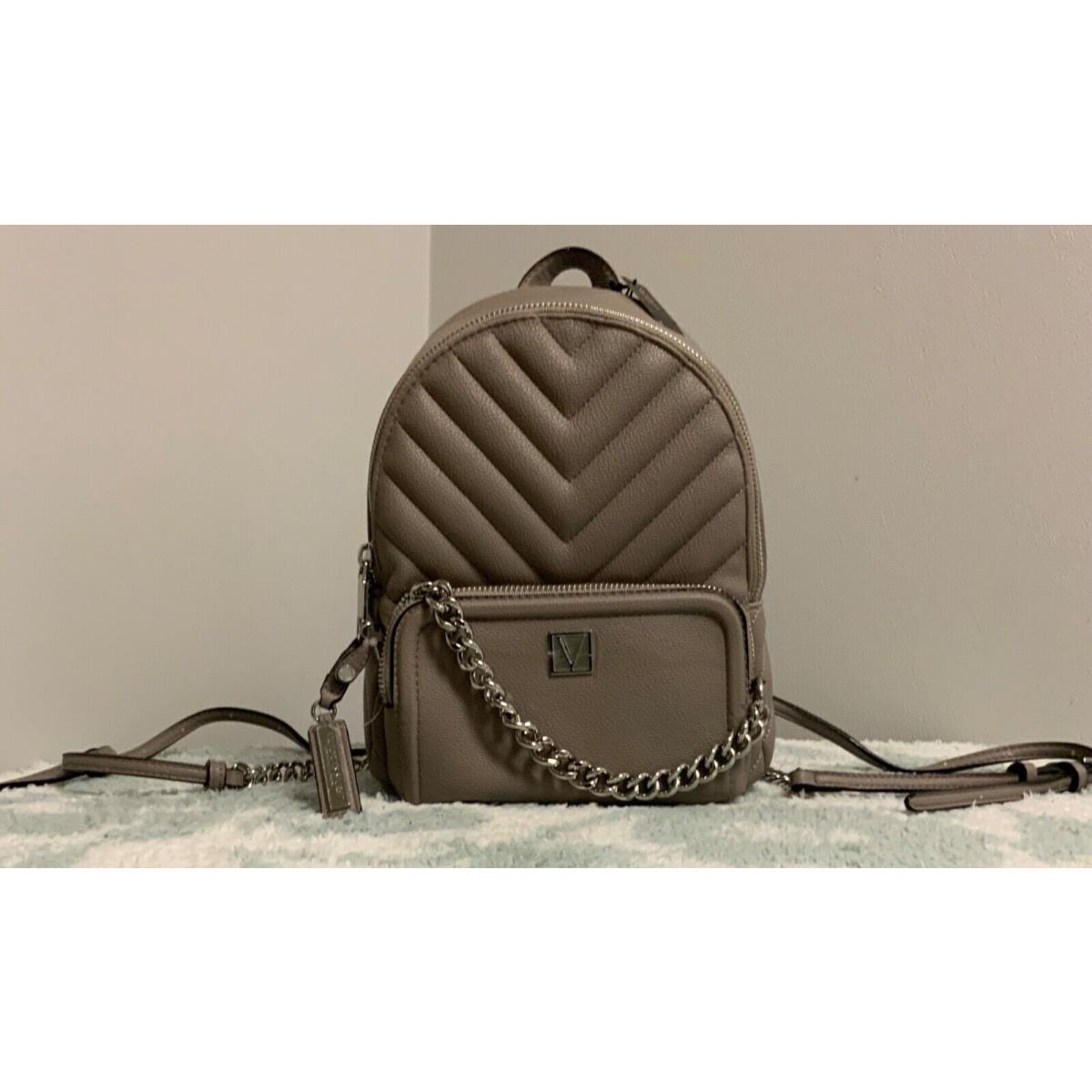 Victoria`s Secret Sparkle Small Backpack Gray Chevron Silver Cha