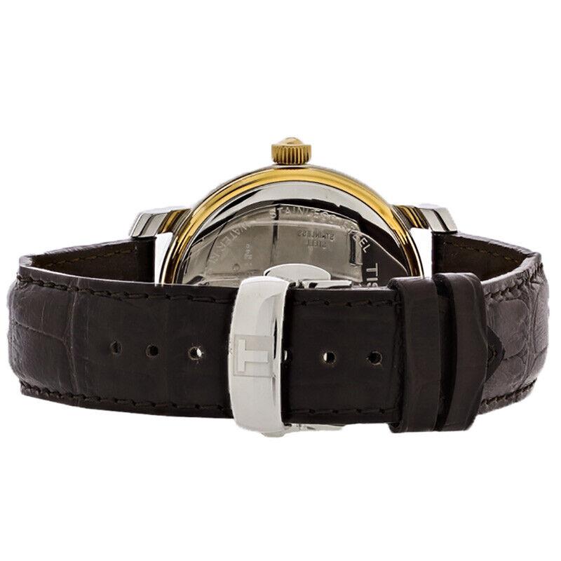 Tissot Bridgeport Mens Brown Leather Strap Quartz Watch T097.410.26.038.00 - Face: Silver, Dial: Silver, Band: Brown