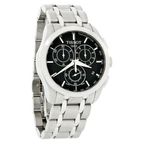 Tissot Couturier Mens Black Dial Swiss Chronograph Watch T035.617.11.051.00 - Face: Black, Dial: Black, Band: Silver