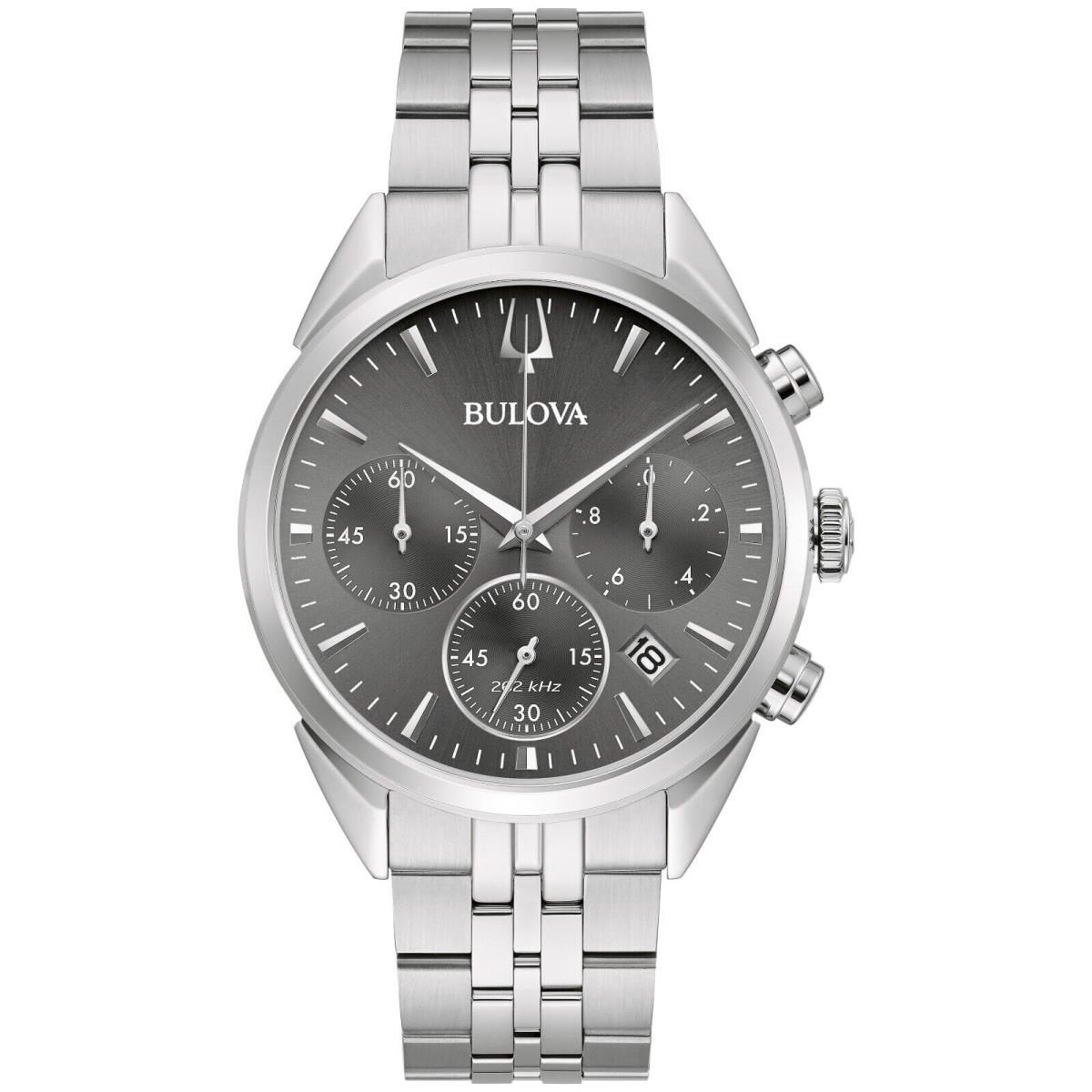 Bulova Men`s Classic Bul Hpq NP20 Silver Stainless Steel Date Watch 41 MM 96B372 - Dial: Gray, Band: Silver