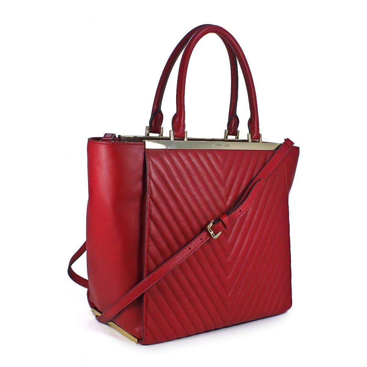 Michael Kors Lana Quilted Large Convertible Tote in Dark Red