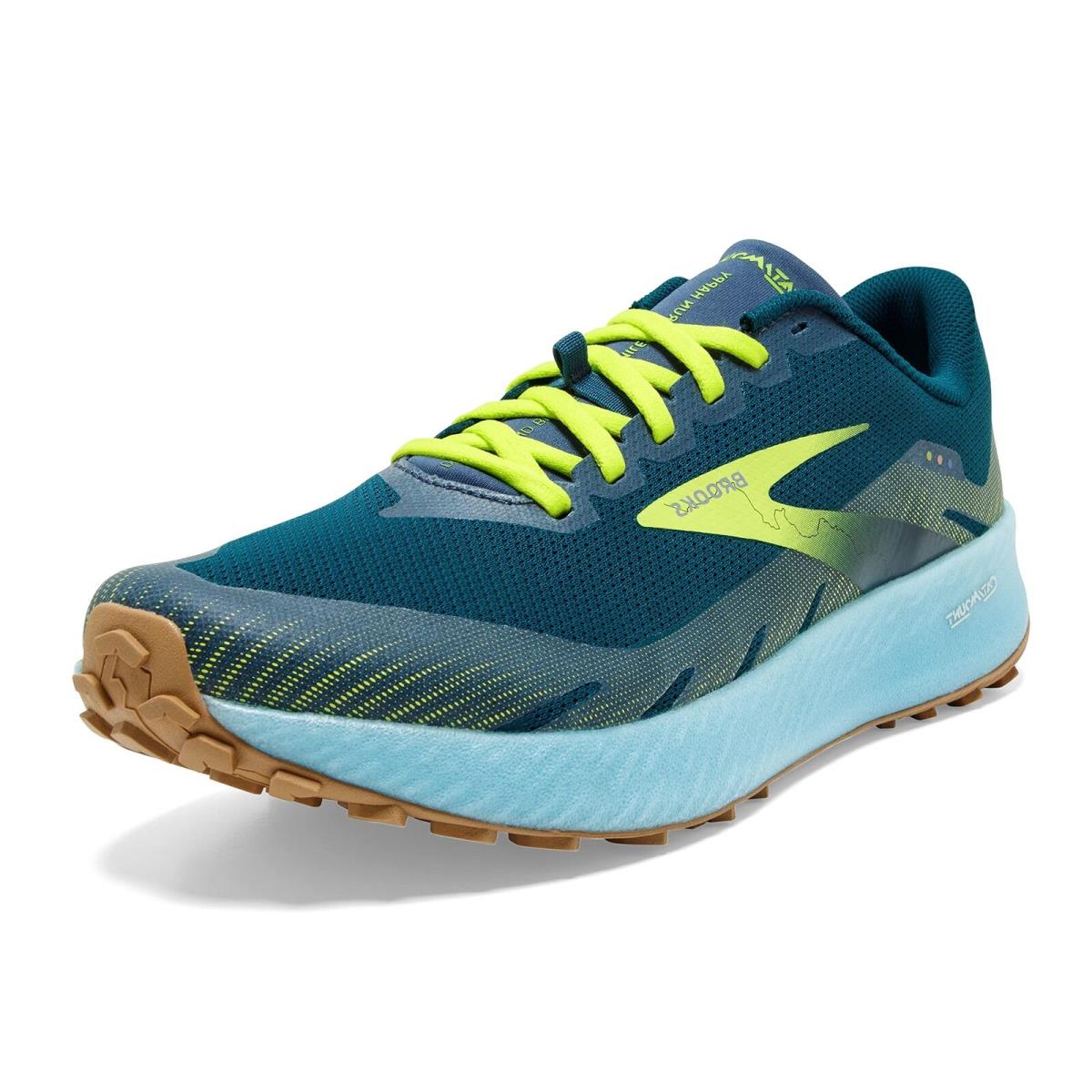 Brooks Catamount Men`s Trail Running Shoe - Blue/lime/biscuit - 13 - Blue/Lime/Biscuit