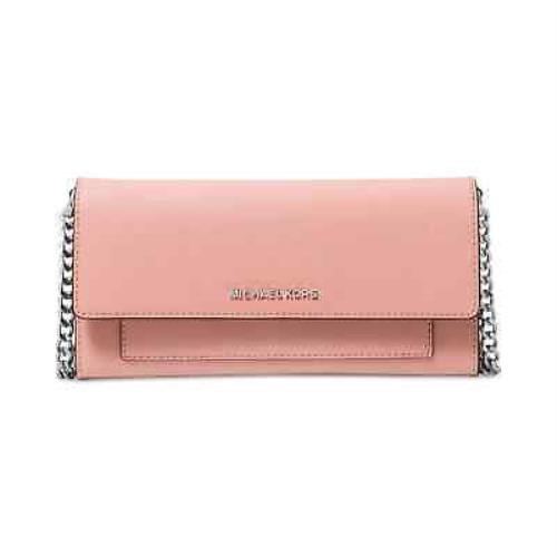 Michael Kors Jet Set Medium Saffiano Leather Convertible Wallet Chain Bag Pink