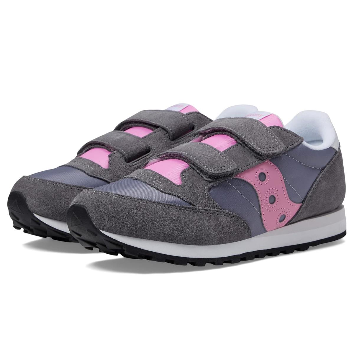 Saucony Kids Originals Jazz Double Hook Loop Little Kid/big Kid Grey/Pink