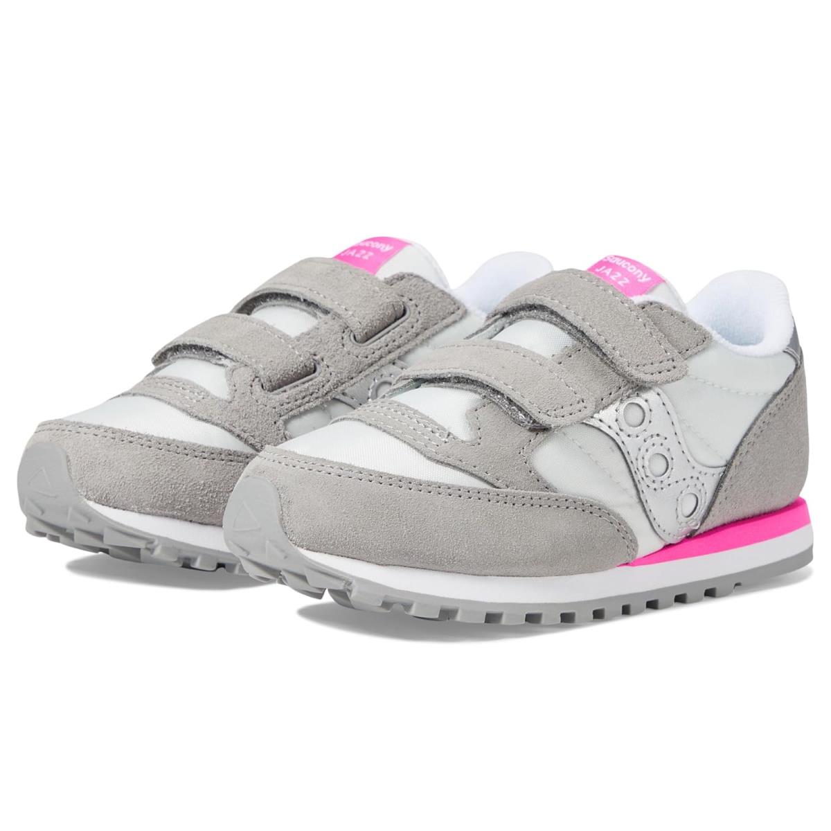 Saucony Kids Originals Jazz Double Hook Loop Little Kid/big Kid Grey/Silver/Pink