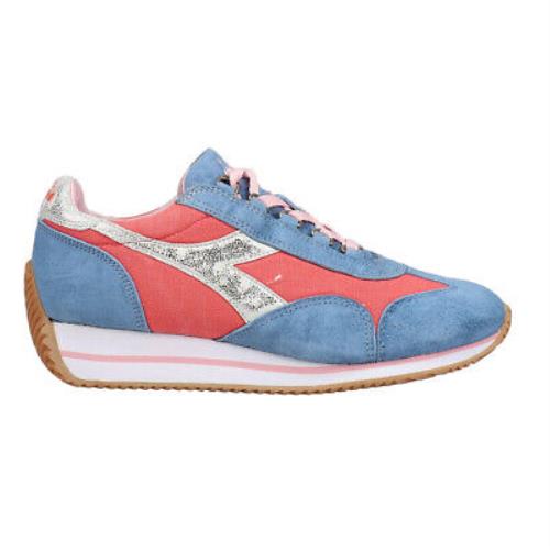 Diadora Equipe H Canvas Stone Wash Evo Lace Up Womens Blue Red Sneakers Casual