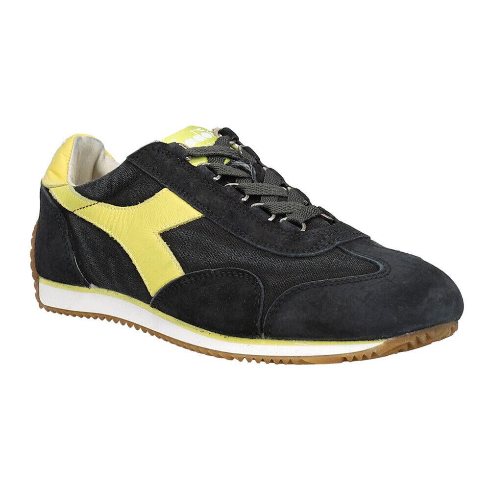 Diadora Equipe H Canvas Stone Wash Lace Up Mens Black Sneakers Casual Shoes 174