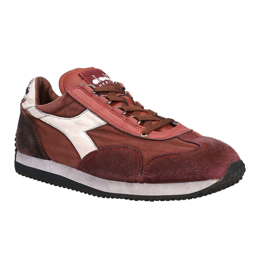 Diadora Equip H Dirty Stone Wash Evo Lace Up Mens Burgundy Sneakers Casual Shoe