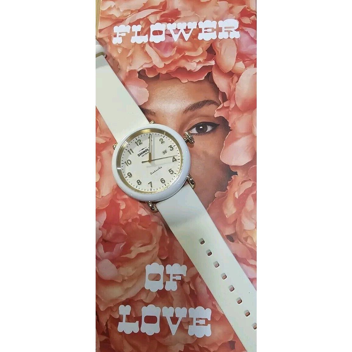 Shinola Detrola Auy Aeah Watch with 43mm Cream Tone Face Cream Silicone Band