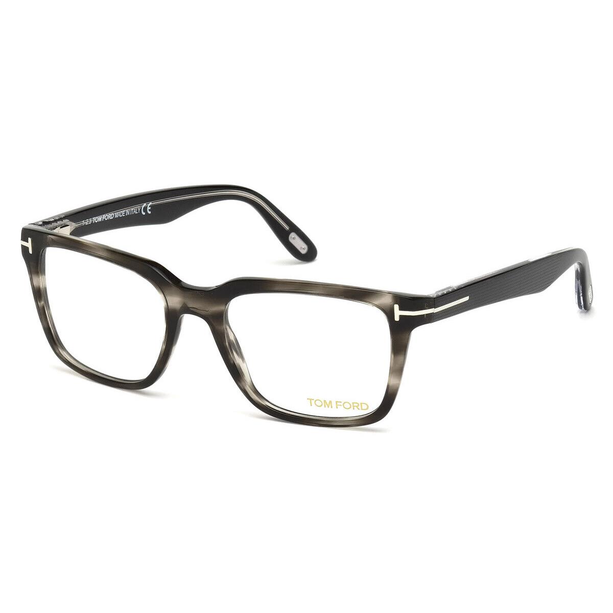 Tom Ford FT5304 Eyeglasses Shiny Striped Gray Geometric 54mm