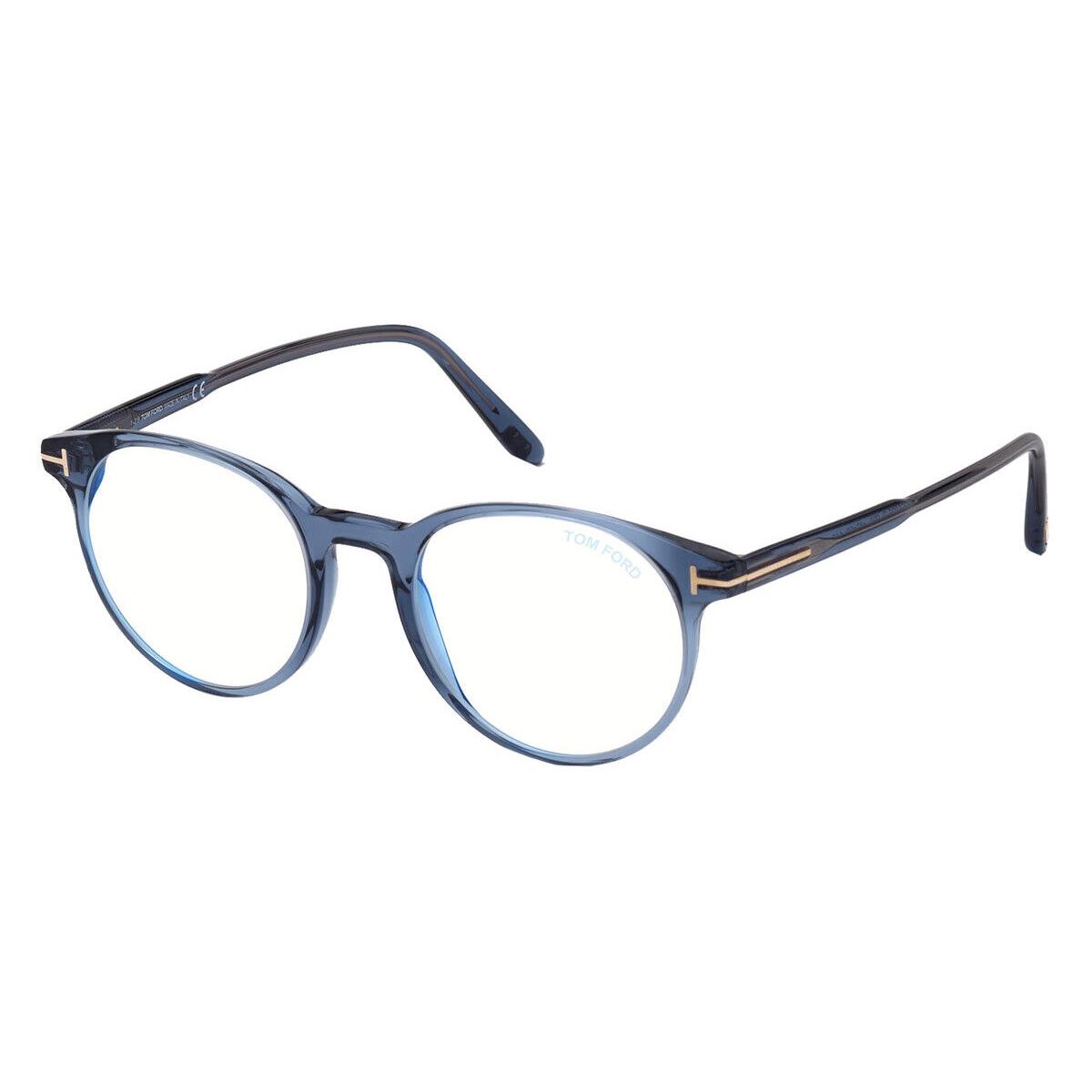 Tom Ford FT5695-B Eyeglasses Shiny Transparent Blue 47mm