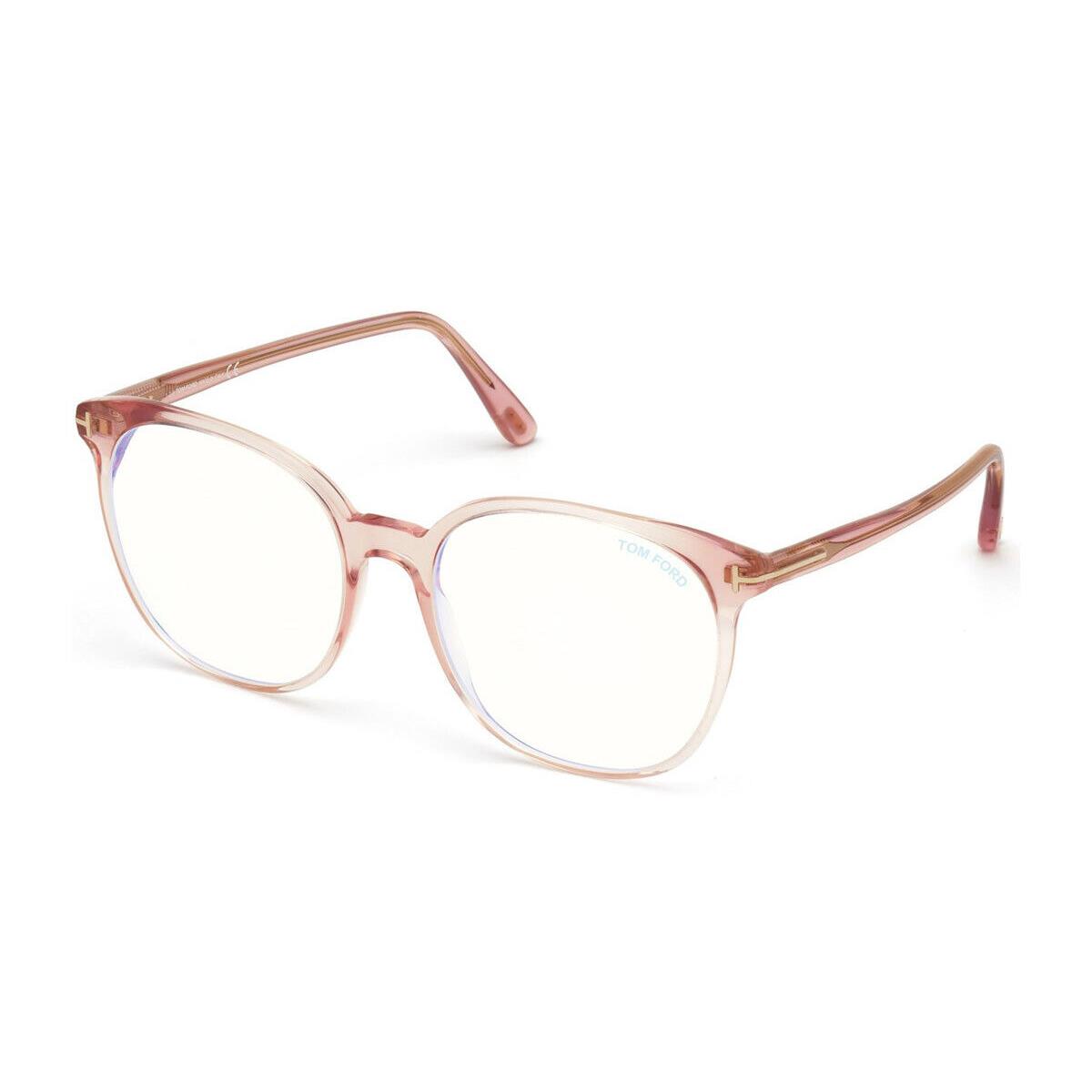 Tom Ford FT5671-F-B Eyeglasses Shiny Transparent Blush Blue 55mm