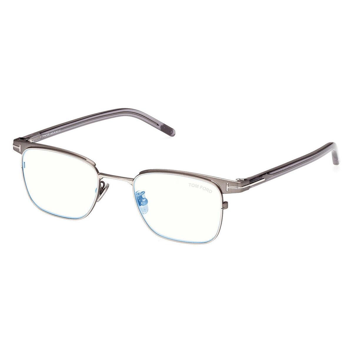 Tom Ford FT5854-D-B Eyeglasses Matte Gunmetal/t Logo Blue Block 49mm