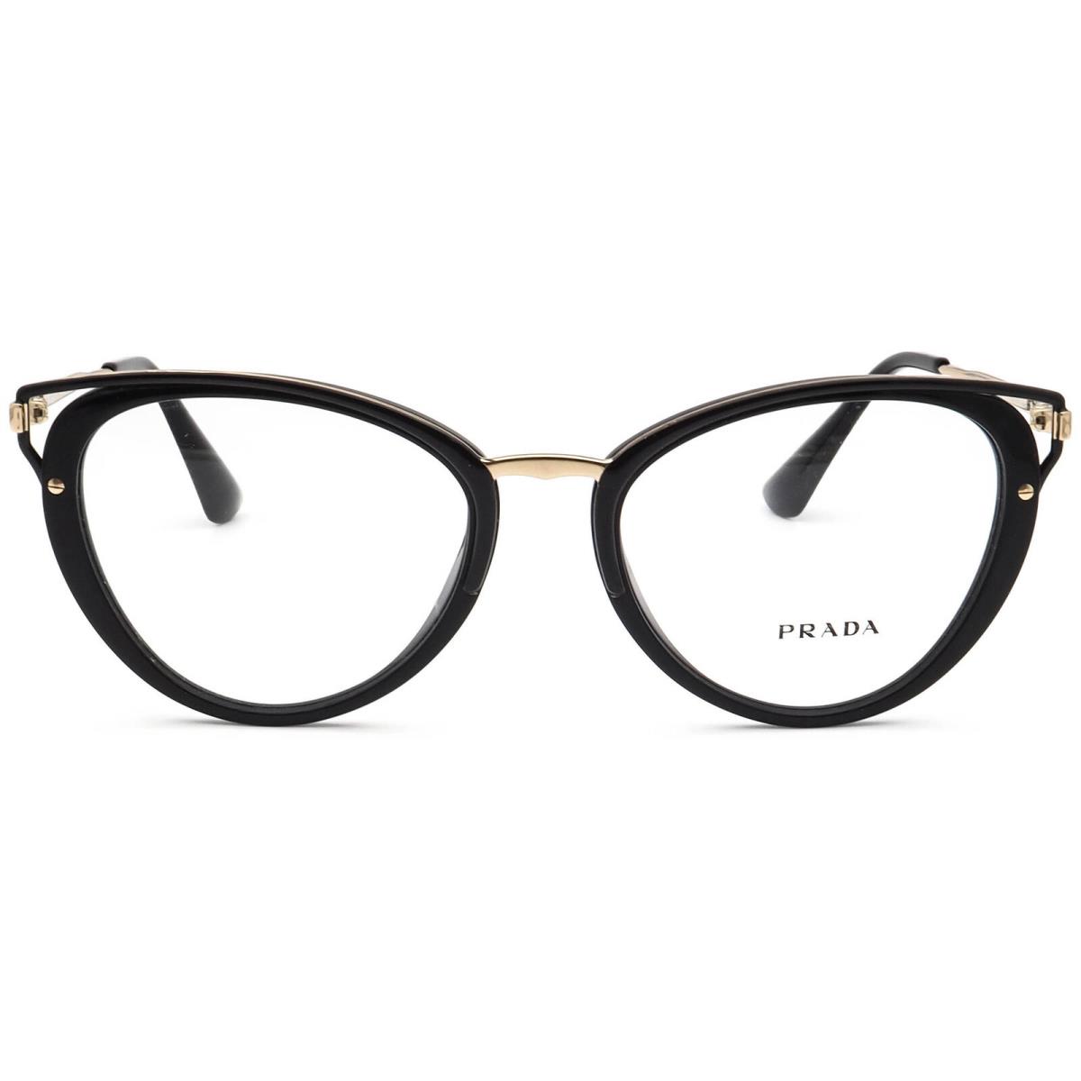 Prada Eyeglasses Vpr 53U 1AB-1O1 Black/gold Cat Eye Frame Italy 52 19 145