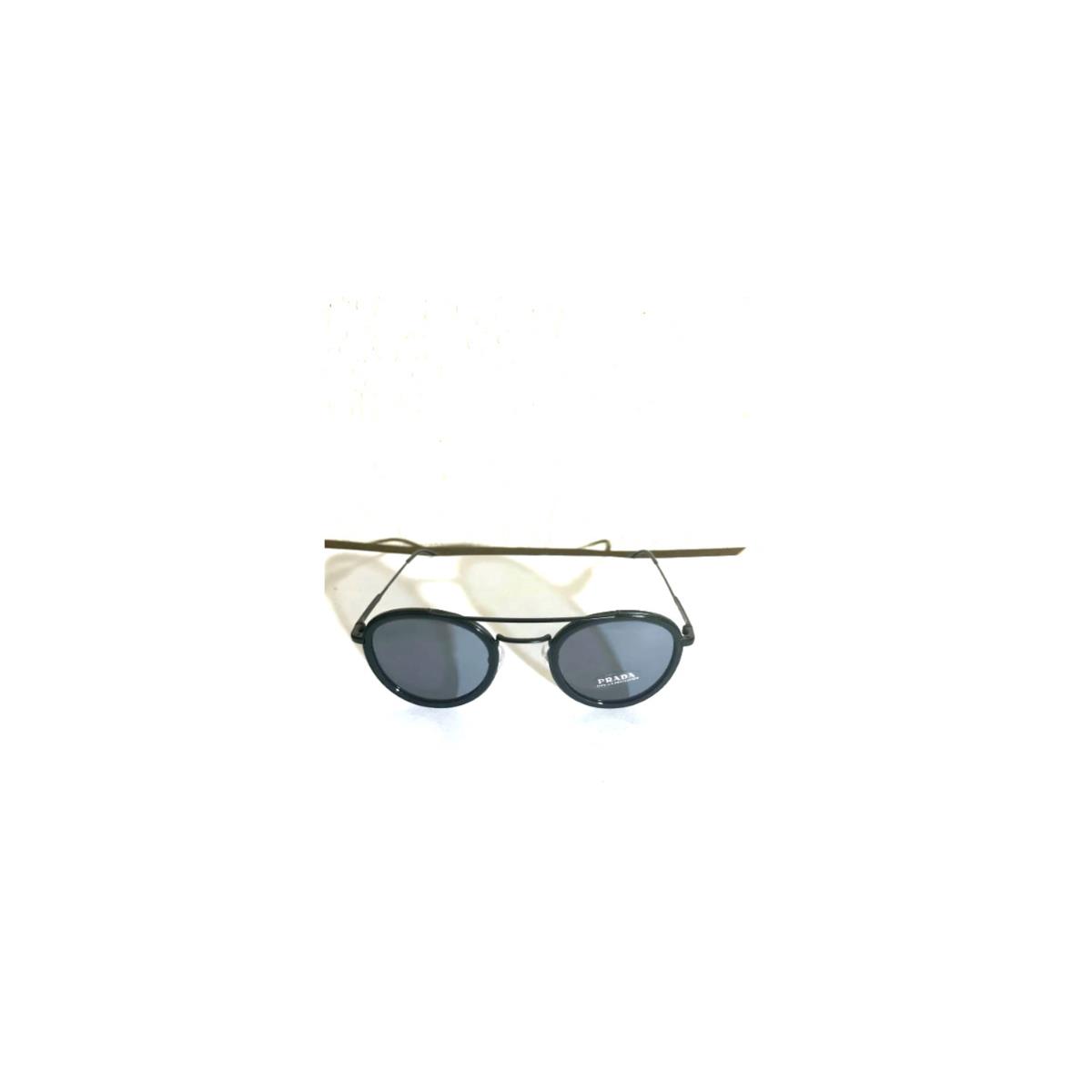 Prada Unisex Sunglasses Spr 56x Round Lenses Black Frame Made in Italy