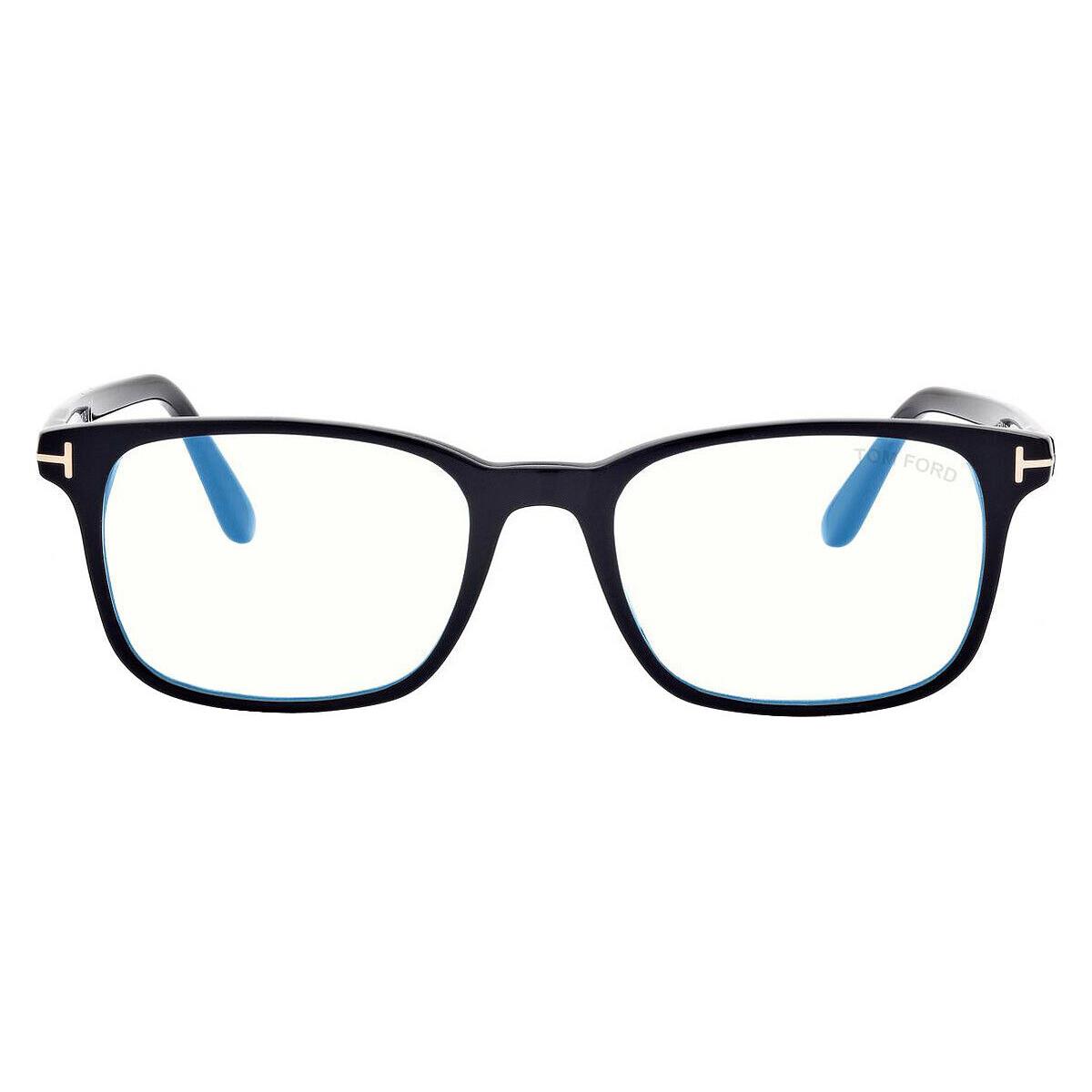 Tom Ford FT5831-B Eyeglasses Shiny Black/t Logo Blue Block 51