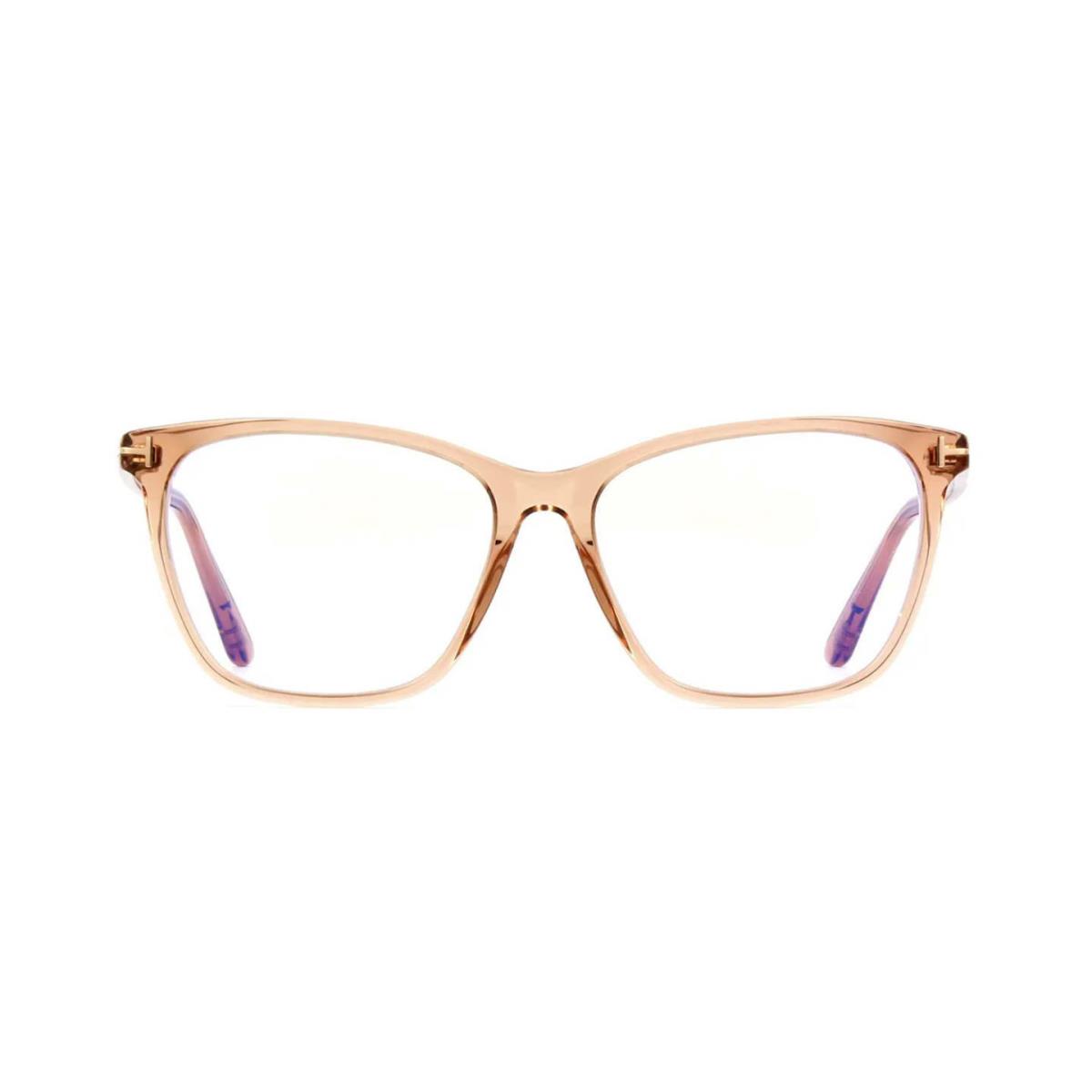 Tom Ford FT 5762-B Blue Block Shiny Brown Crystal/blue Filter 045 Eyeglasses