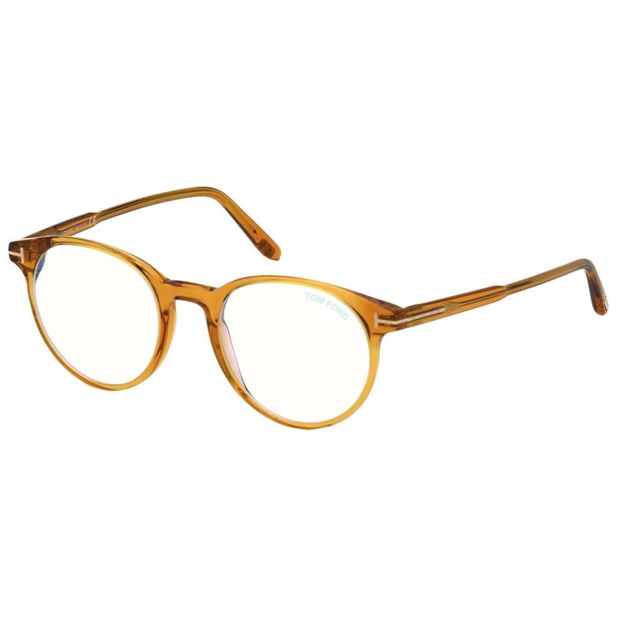 Tom Ford FT 5695-B Blue Block Shiny Light Brown 034 Eyeglasses