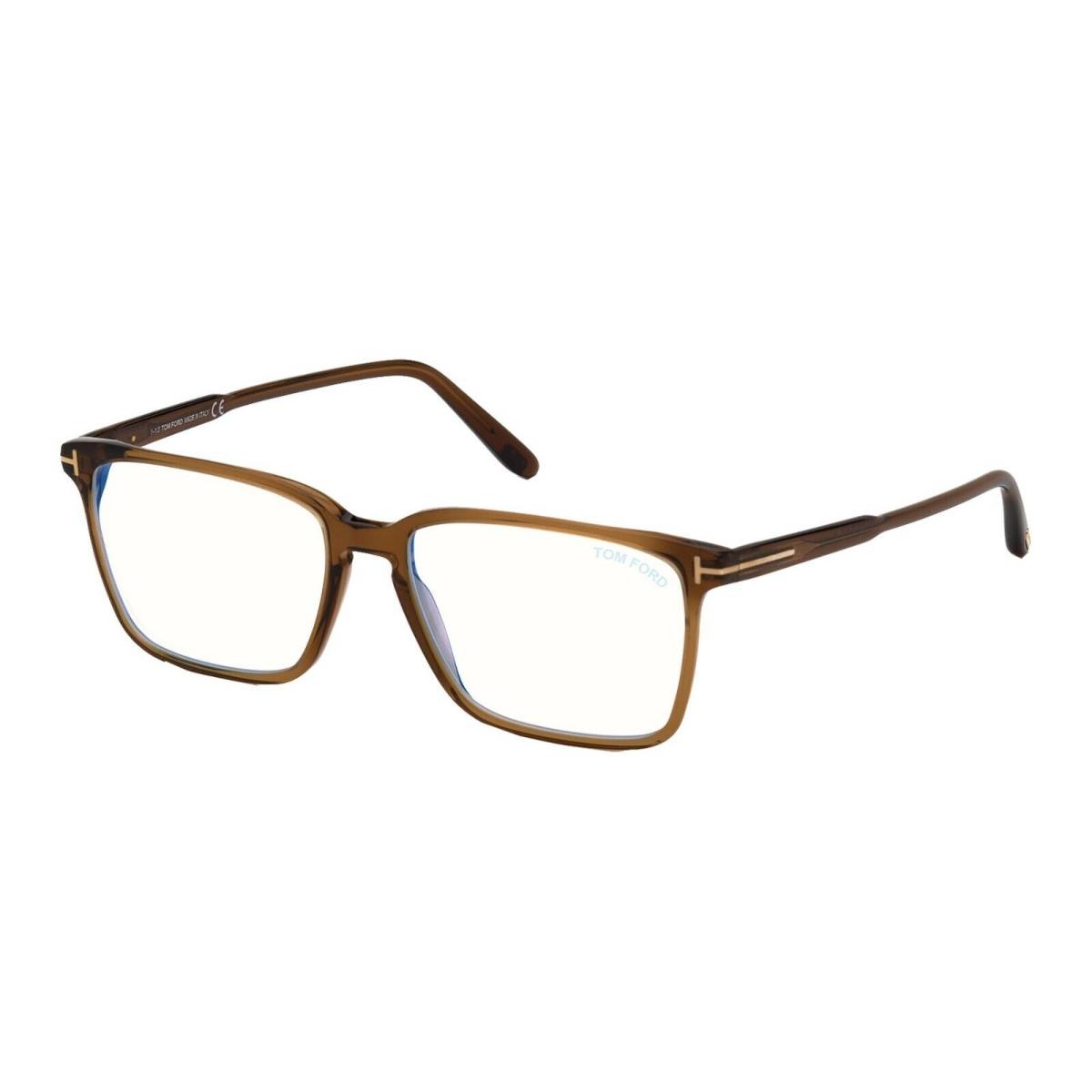 Tom Ford FT 5696-B Blue Block Shiny Brown Shaded 048 Eyeglasses