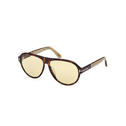 Tom Ford FT1080 52N Plastic Dark Havana Green 59 mm Men`s Sunglasses
