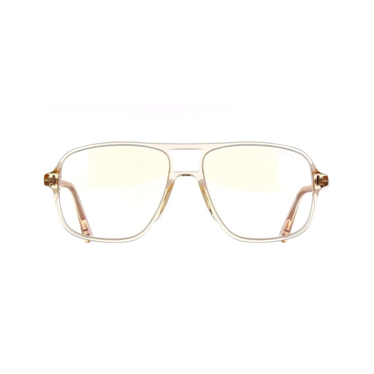 Tom Ford FT 5737-B Blue Block Shiny Light Brown 045 Eyeglasses