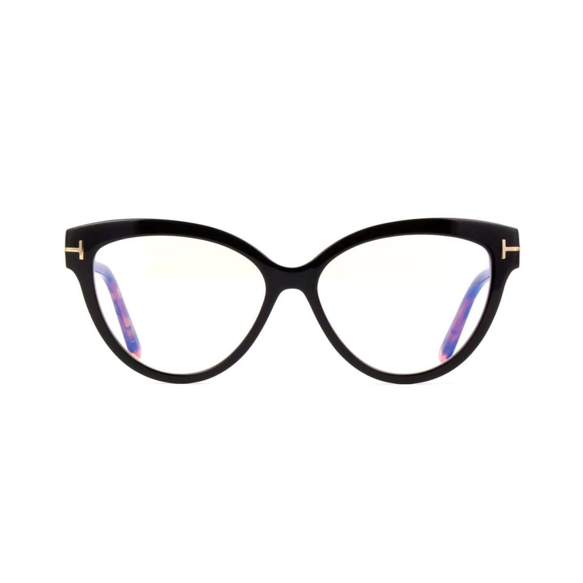 Tom Ford FT 5763-B Blue Block Black Havana/blue Filter 005 Eyeglasses