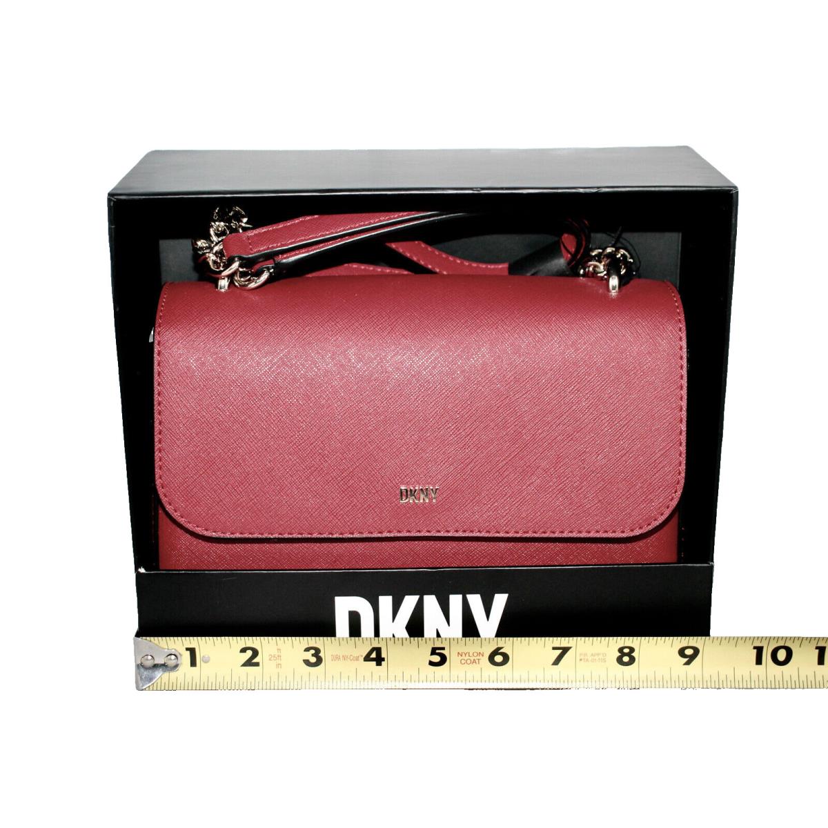 Dkny Sina Small Boxed Crossbody Shoulder Bag Red Leather Chain Strap R3331A68