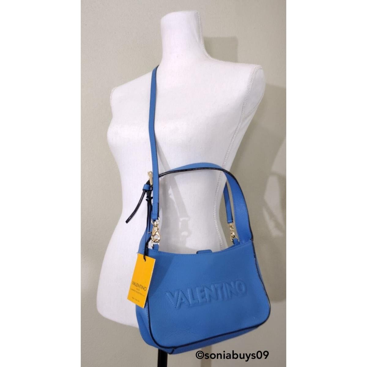 Valentino by Mario Valentino Kat Embossed Leather Crossbody Bag Blue