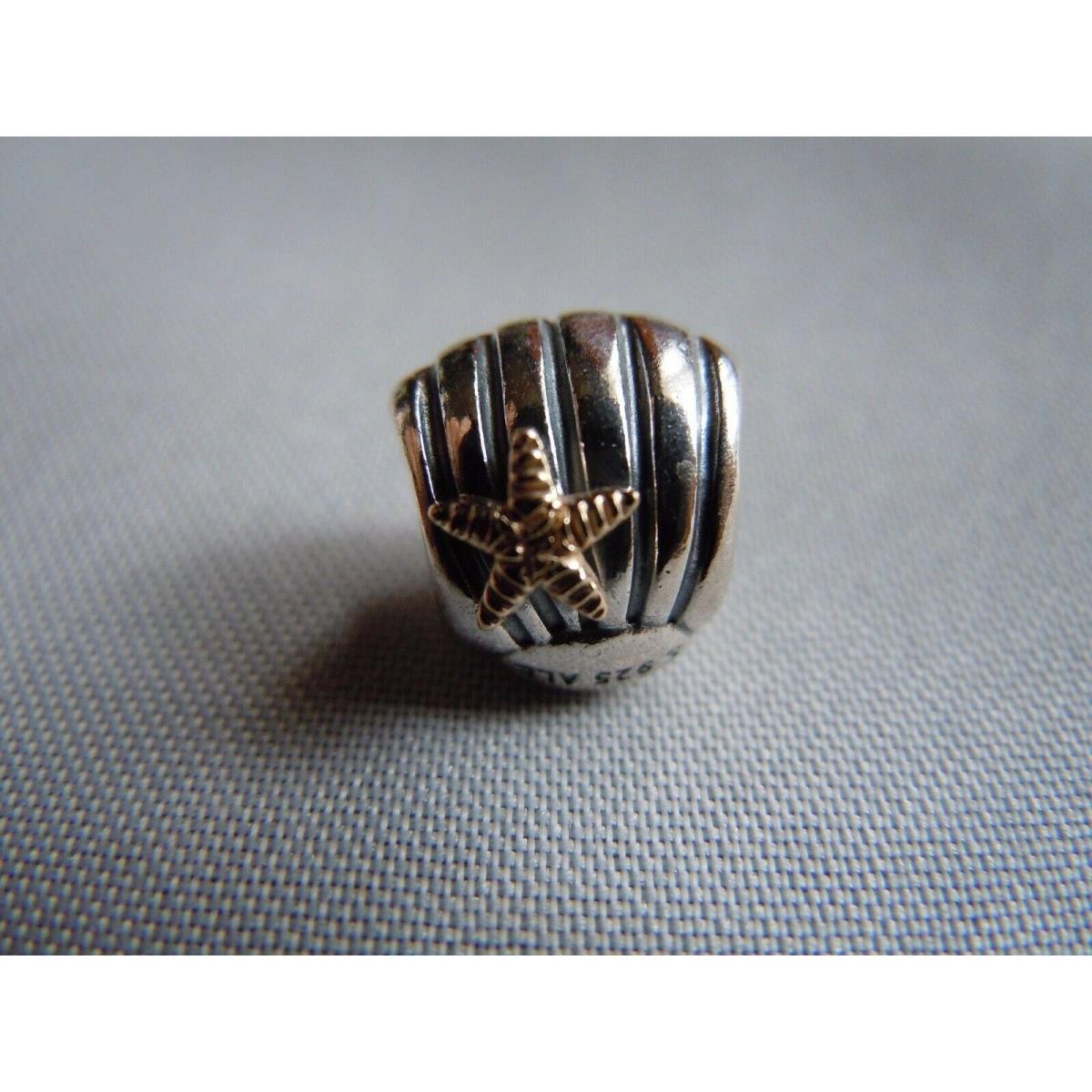 W/tags Pandora Sea Shell with Starfish SS 14K Gold 790249