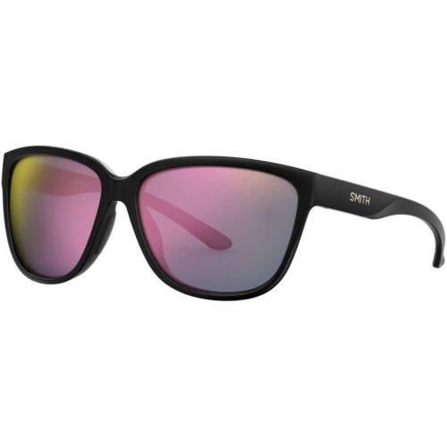 Smith Optics Monterey Womens Sunglasses in Black/rose Gold Mirror Chromapop 58mm