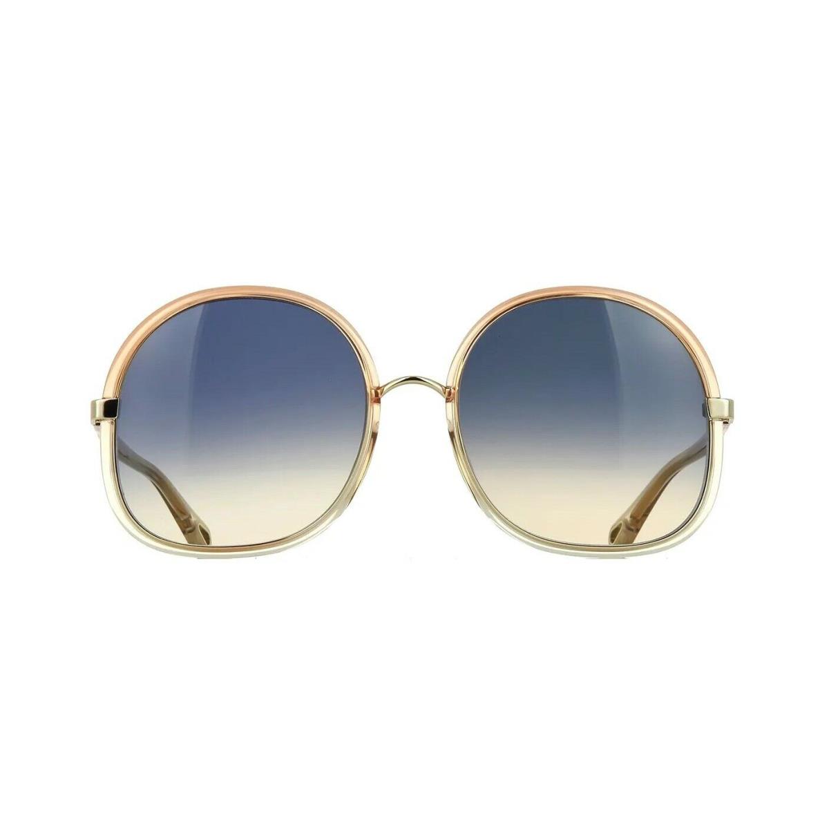 Chloé Chlo Franky CH0029S Orange Crystal Gold/blue Shaded 004 Sunglasses