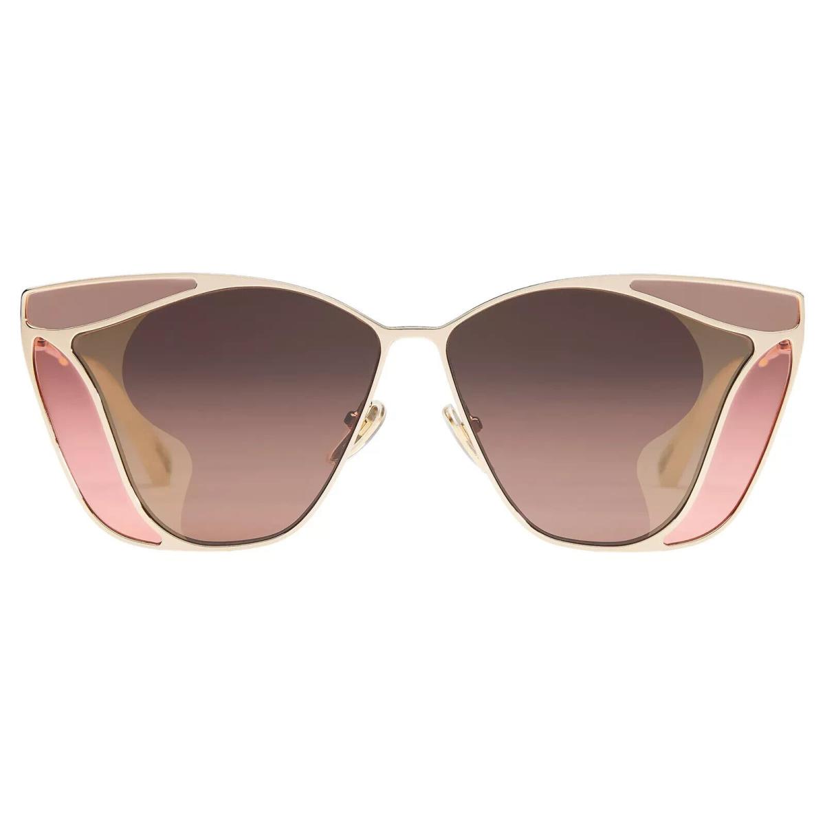 Chloe Geometric Cat Eye Butterfly Women`s Sunglasses Gold/brown 59mm