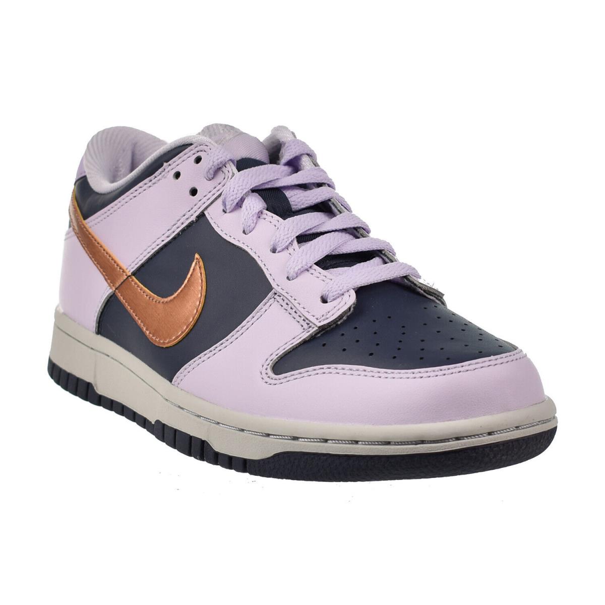 Nike Dunk Low SE GS Big Kids` Shoes Copper Swoosh-navy Purple DX1663-400 - Copper Swoosh-Navy Purple