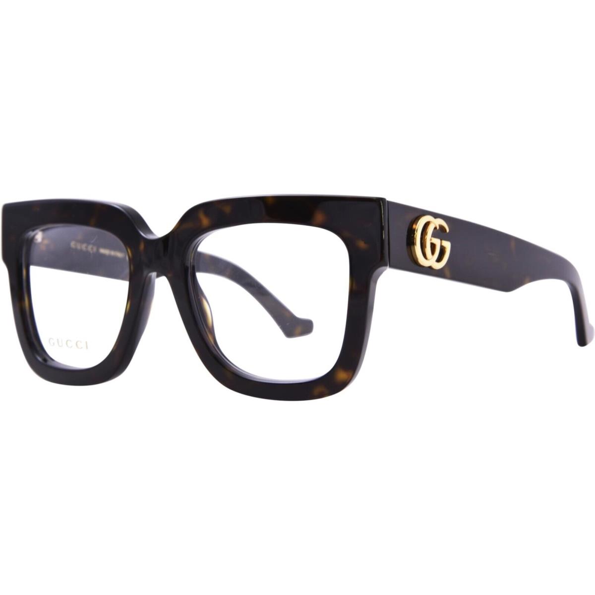 Gucci GG1549O 002 Eyeglasses Women`s Havana Full Rim Rectangle Shape 52mm