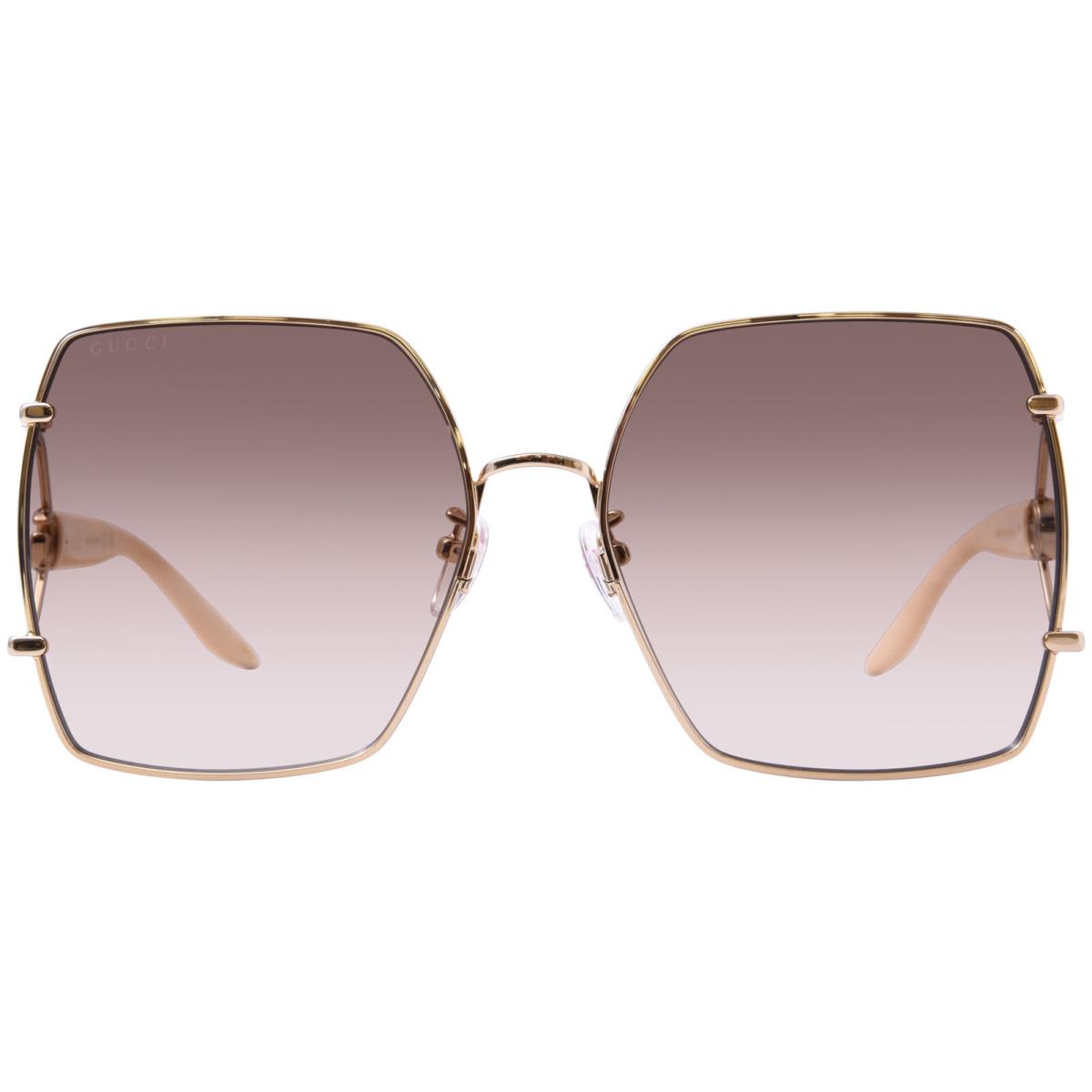 Gucci GG1564SA 003 Sunglasses Women`s Gold/ivory/brown Rectangle Shape 61mm