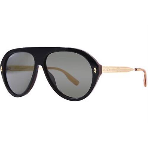 Gucci GG1515S 001 Sunglasses Men`s Black/gold/grey Pilot 61mm