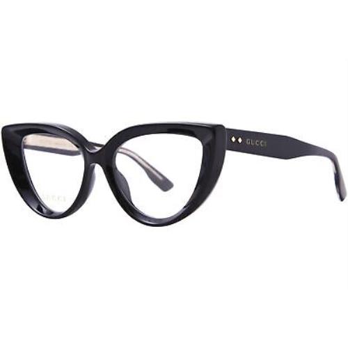 Gucci GG1530O 001 Eyeglasses Women`s Black Full Rim Cat Eye 52mm