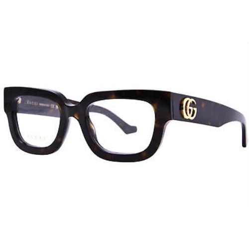 Gucci GG1548O 005 Eyeglasses Women`s Havana Full Rim Rectangle Shape 52mm