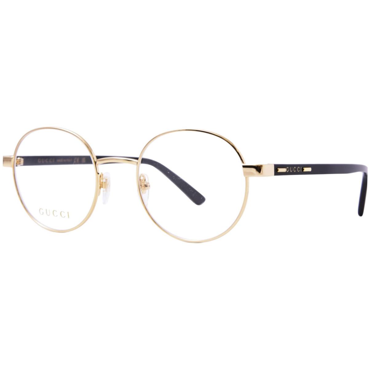 Gucci GG1585O 001 Eyeglasses Frame Men`s Gold/black Full Rim Round Shape 51mm