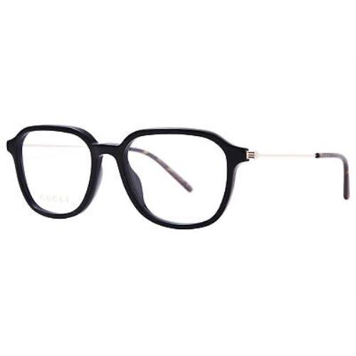 Gucci GG1576O 001 Eyeglasses Men`s Black/gold Full Rim Rectangle Shape 52mm