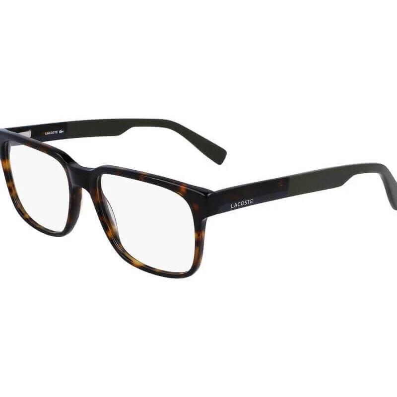 Lacoste L2908 230 55mm Dark Brown Tortoise and Black Square Unisex Eyeglasses