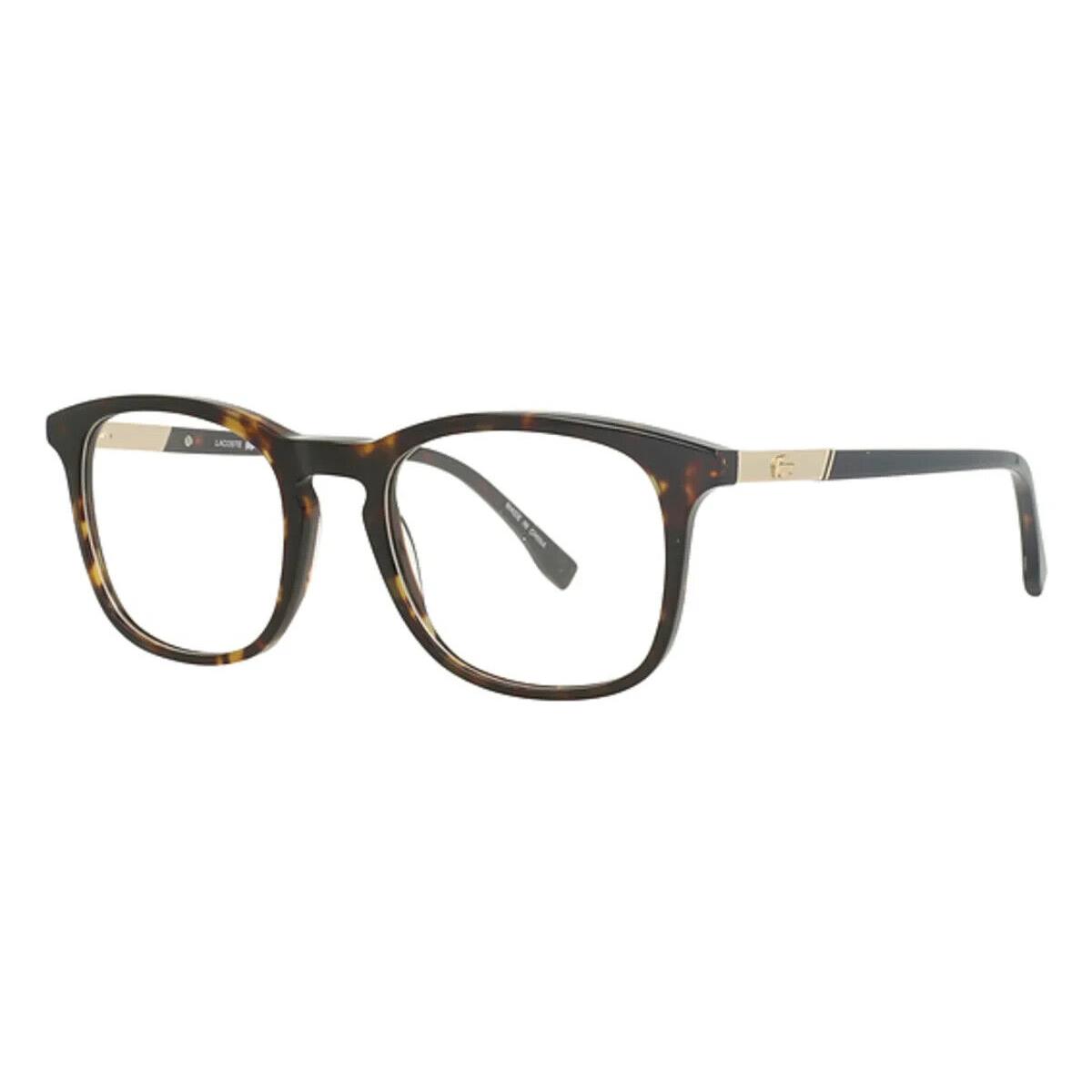 Lacoste L2889 230 52mm Brown Tortoise and Gold Rectangle Unisex Eyeglasses