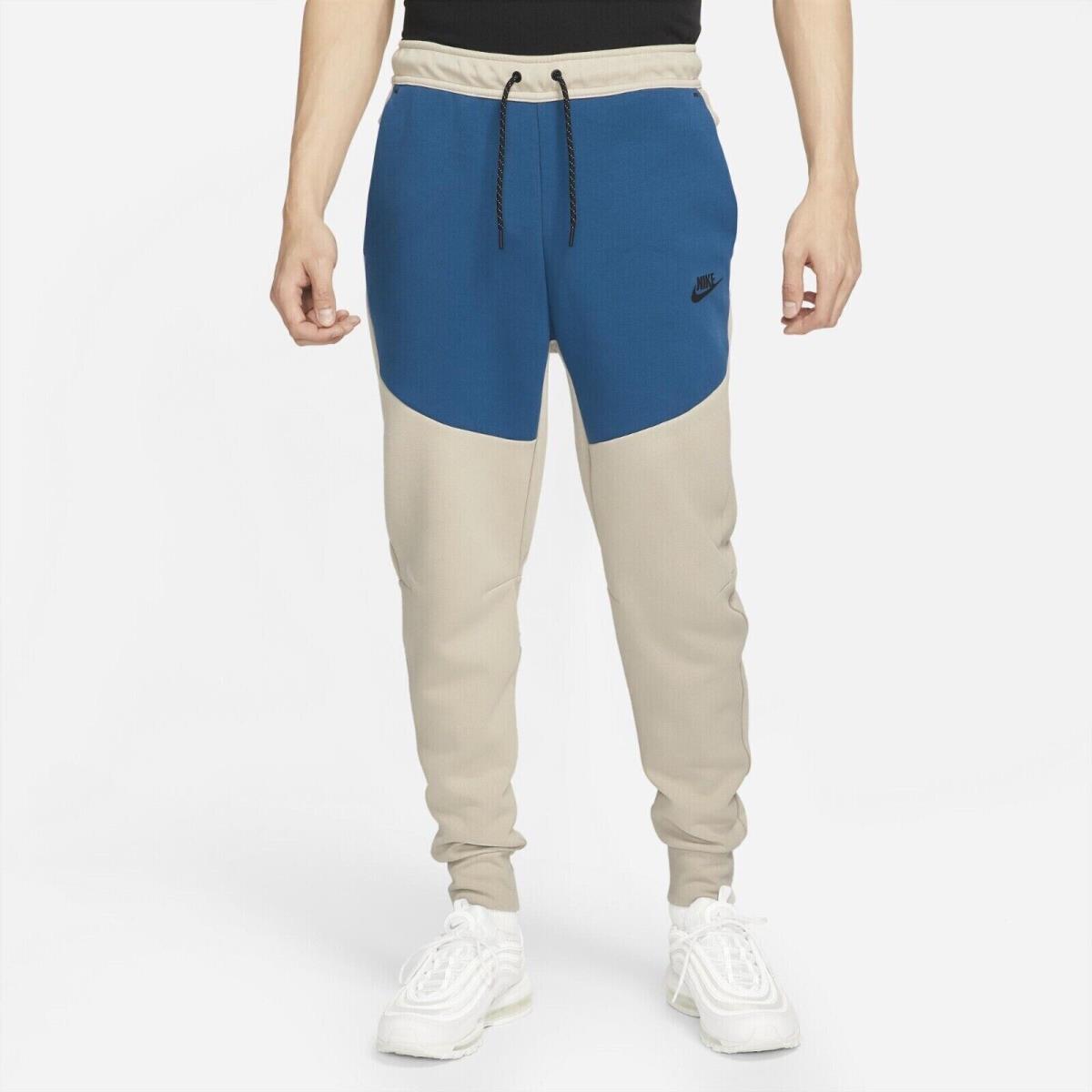 Nike CU4495-236 Tech Fleece Slim Fit Jogger Pants Blue Beige Men`s - Size Medium