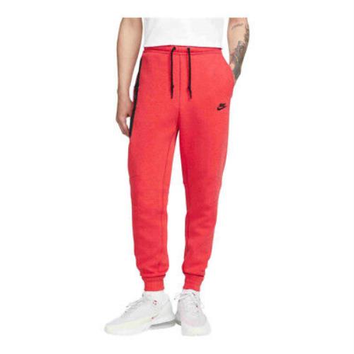 Mens Nike Sportswear Tech Fleece Joggers_lt Univ Red Htr/black FB8002-672-SIZE M