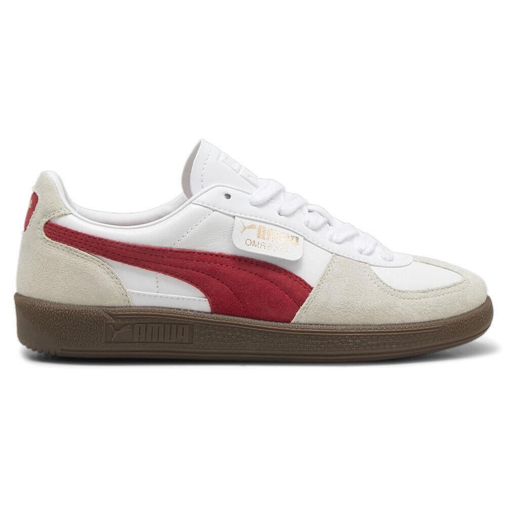 Puma Palermo Lace Up Mens Beige Red White Sneakers Casual Shoes 39646405 - Beige, Red, White