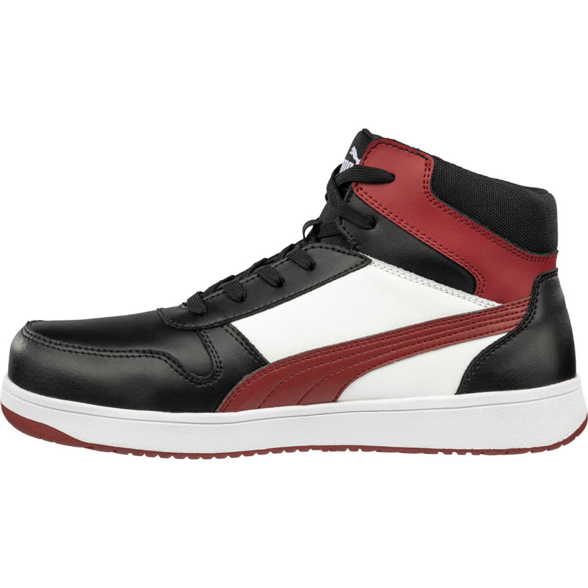 Puma Safety Mens Frontcourt Mid Ast Black/white/red Leather Work Boots