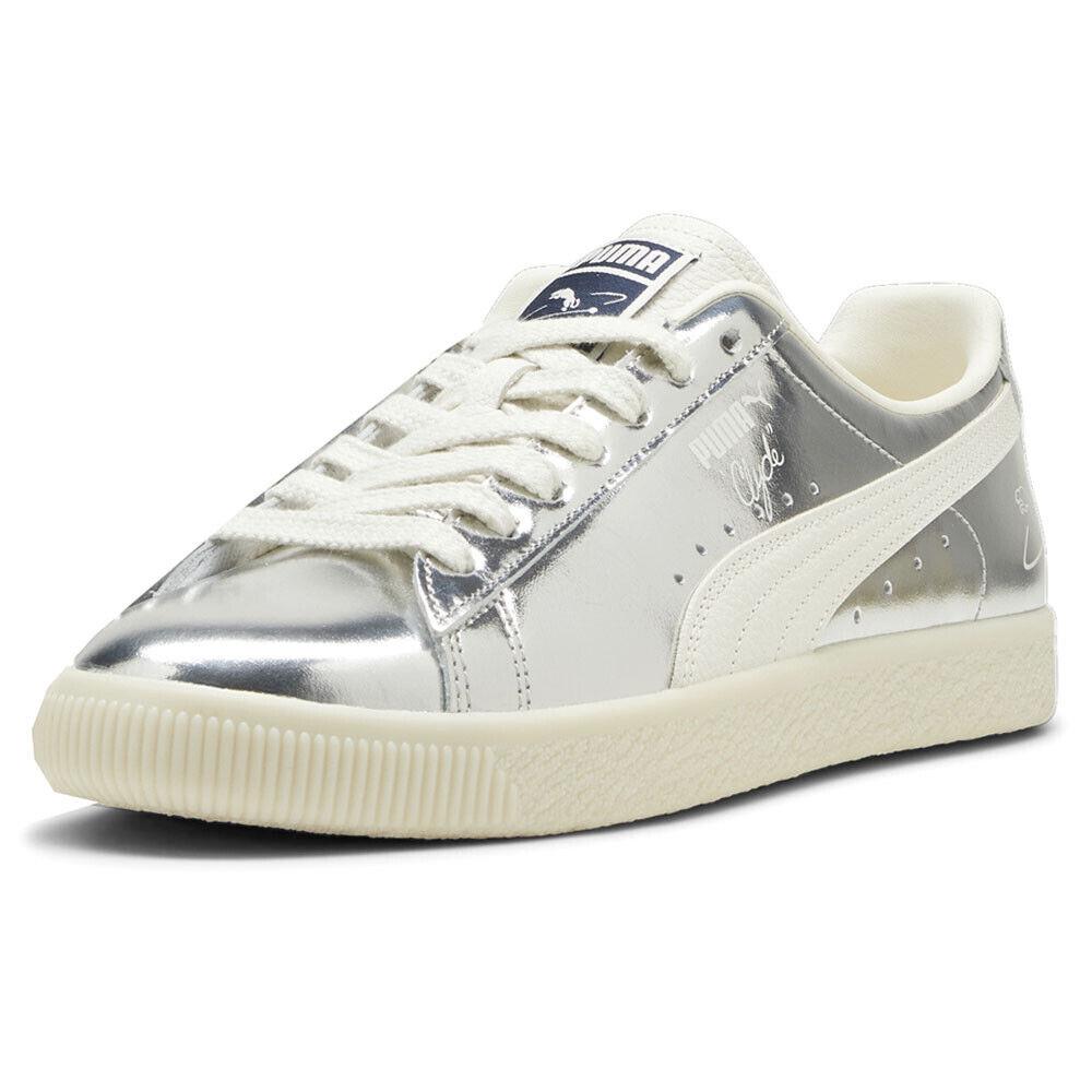 Puma Clyde 3024 Lace Up Mens Silver Sneakers Casual Shoes 39648801 - Silver