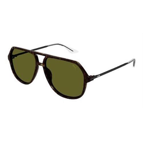 Puma PU0460S-002 Havana Black Green Sunglasses