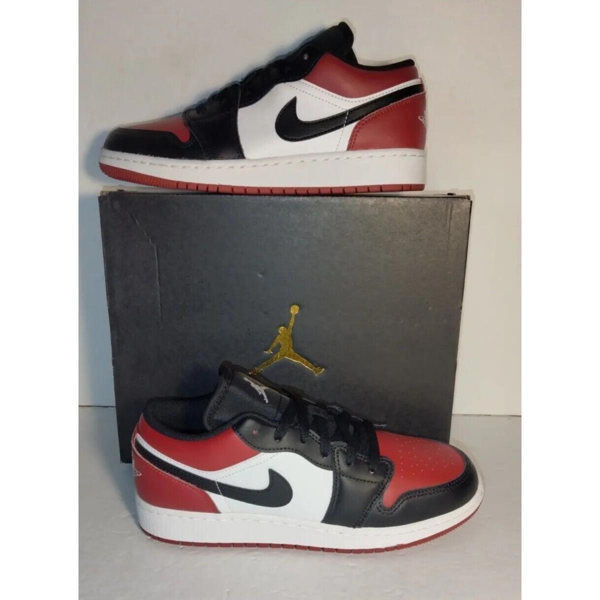 Nike Air Jordan 1 Low `bred Toe` Gym Red/white-black 553558-612 Gs Size 5.5