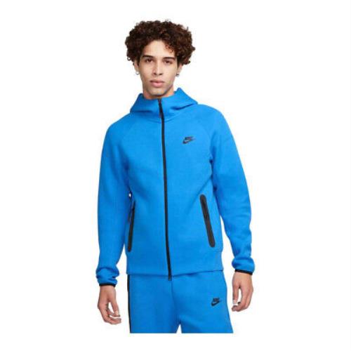 Mens Nike Sportswear Tech Fleece Windrunner Full Zip Hoodie FB7921-435-SIZE 2XL - LT PHOTO BLUE/BLACK